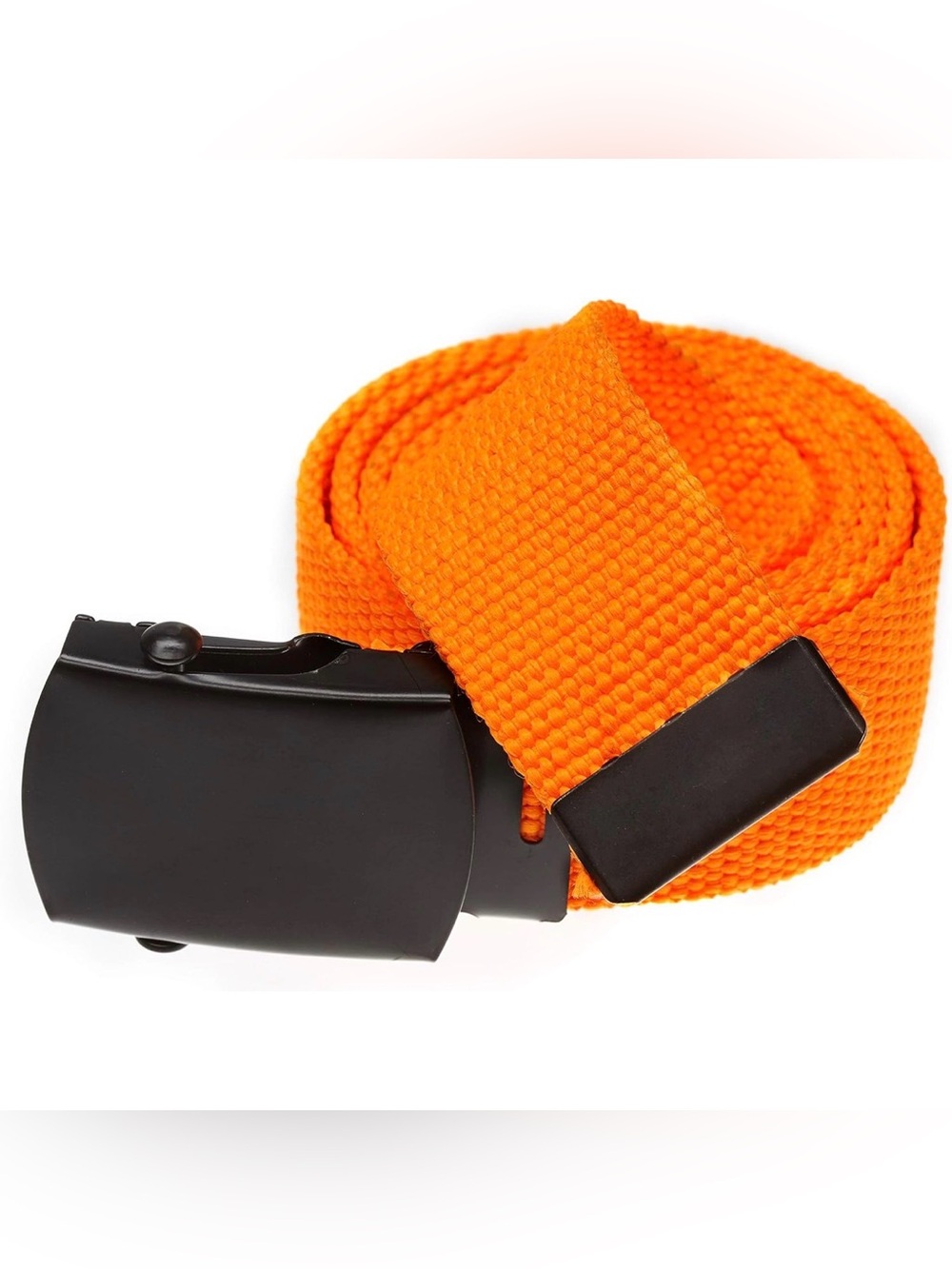 Orange Military Style Web Belt 54” Streetwear Utility Black Metal Buckle